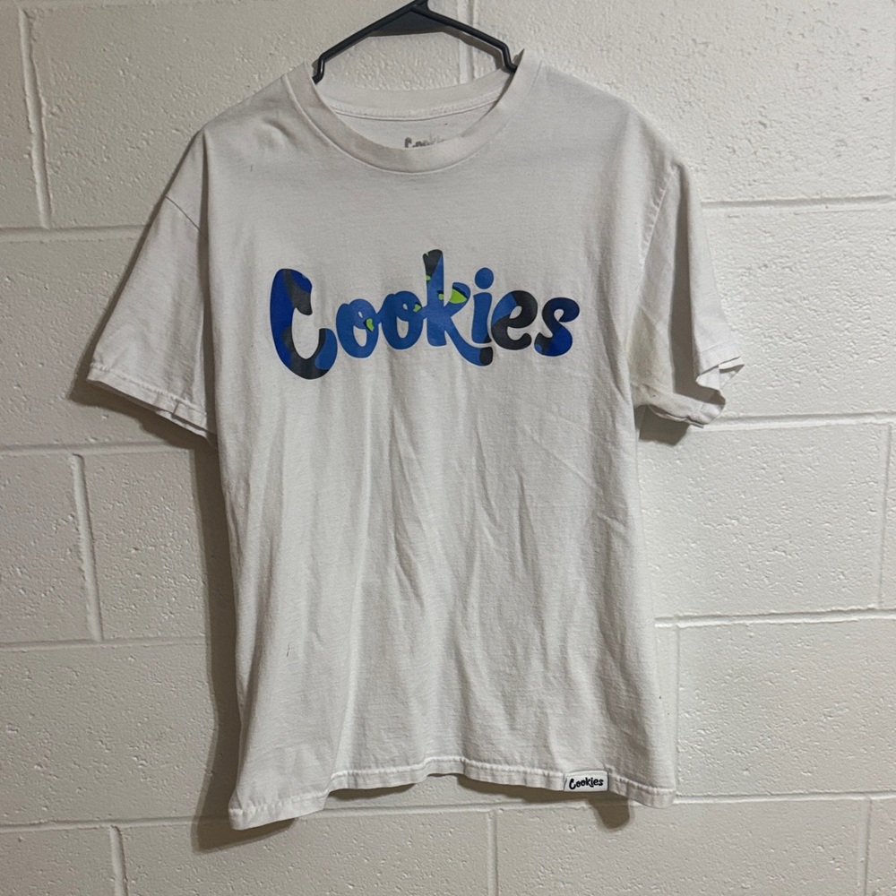 Cookies Short Sleeve Tee in White with Blue Logo
